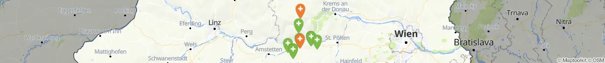 Kartenansicht für Apotheken-Notdienste in der Nähe von Pöggstall (Melk, Niederösterreich)